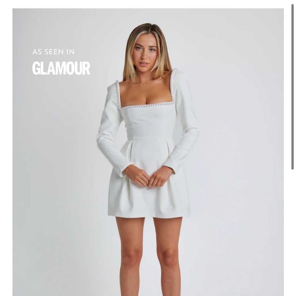 OddMuse White Pearl Trim Dress